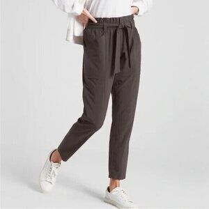 Athleta Olive Green Skyline Paperbag Waist Pants Belted